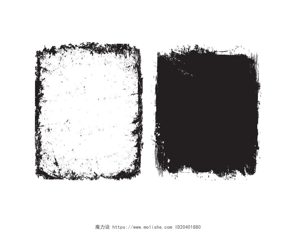 黑白矩形水墨边框矢量素材
